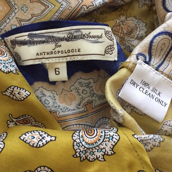 ANTHROPOLOGIE BOHO 💯% SILK RARE LIMITED EDITION WHAT GOES AROUND BOHO TOP 6 - Picture 12 of 16